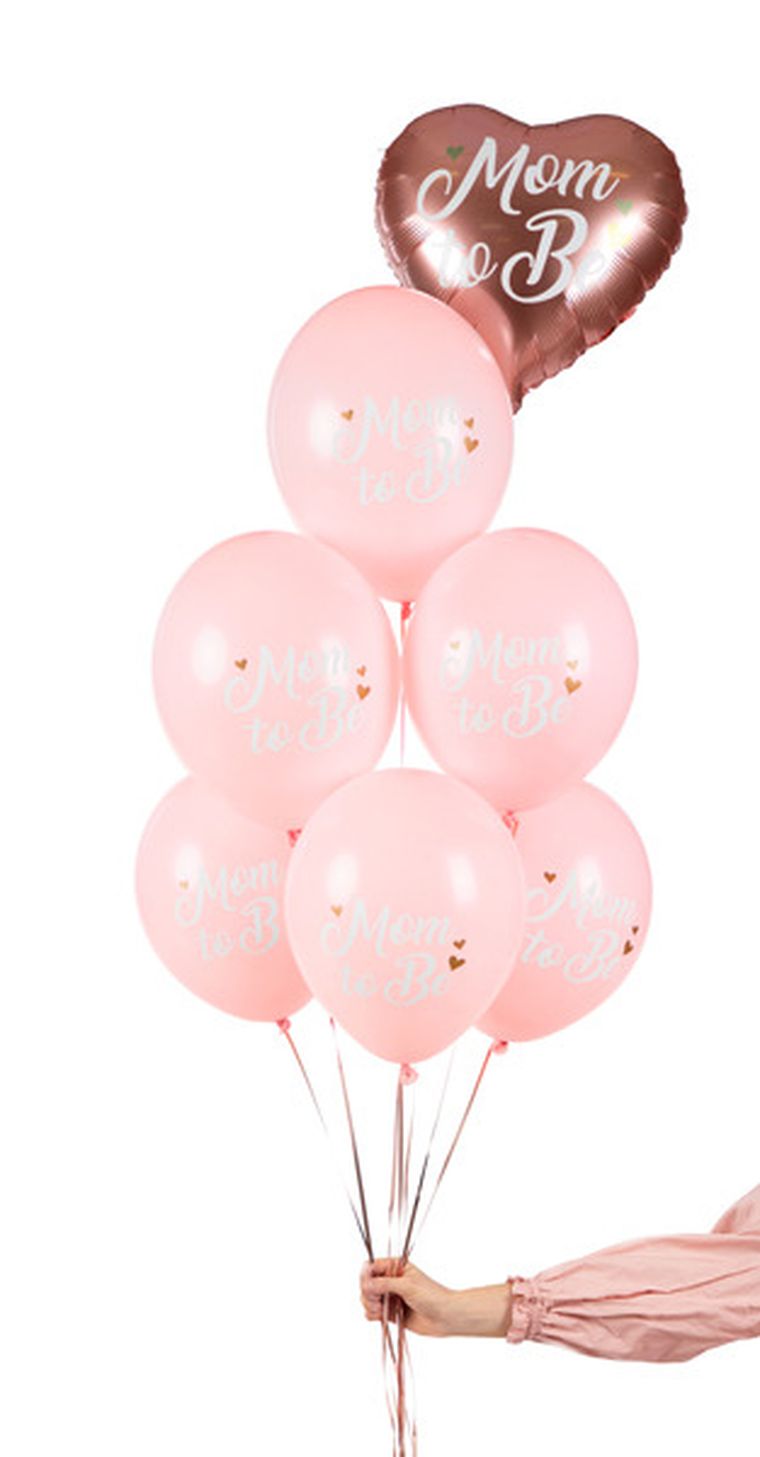 PartyDeco, balony 30 cm, Mom to Be, Pastel Pale Pink, 6 szt.