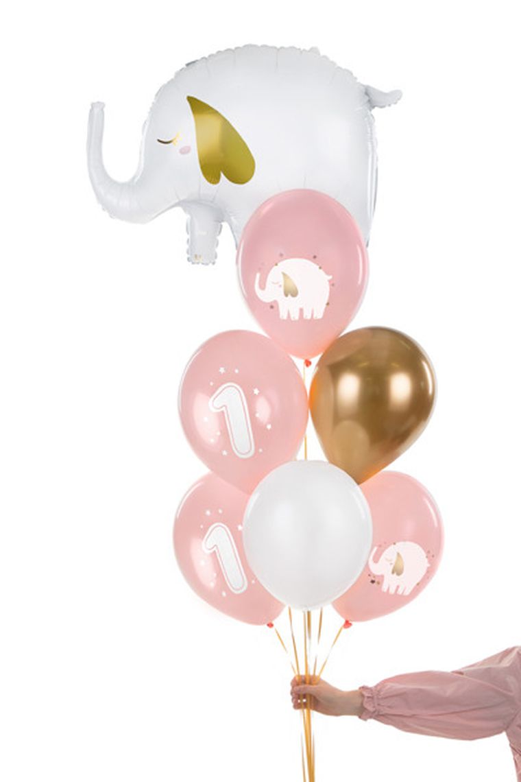 PartyDeco, balony 30 cm, Roczek, Baby pink, 6 szt.