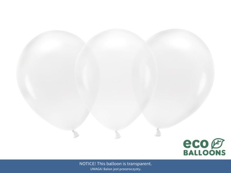 Partydeco, balony eco, 26 cm, transparentny, 100 szt.