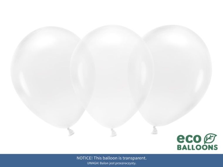 Partydeco, balony eco, 30 cm, transparentny, 100 szt.