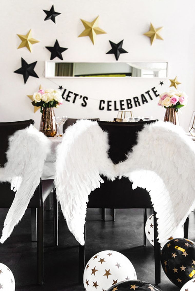 PartyDeco, balony lateksowe, gwiazdki, czarne, 30 cm, 50 szt.