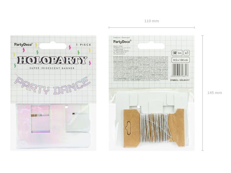 PartyDeco, baner Electric Holo, Party Dance, opalizujący, 9,5-130 cm