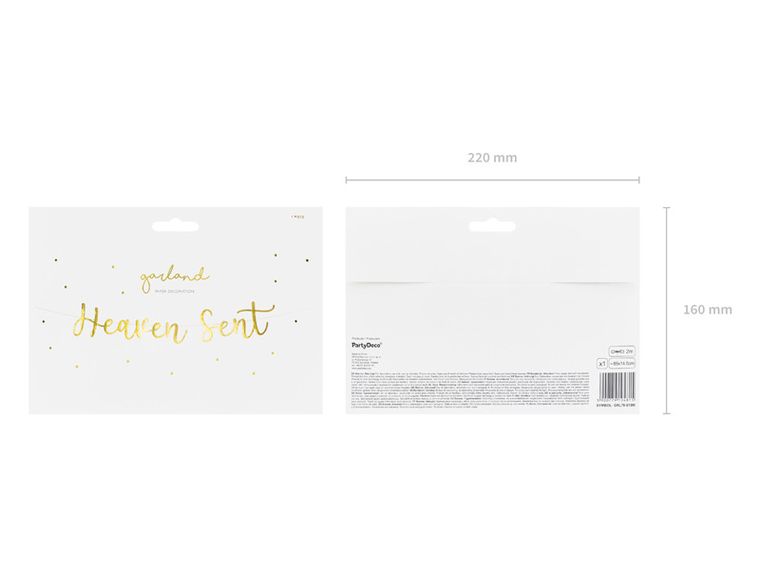 PartyDeco, baner Heaven Sent, złoty, 14,5-85 cm