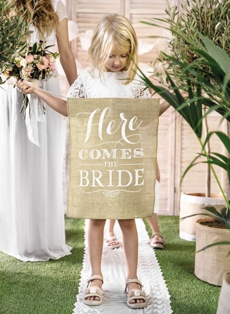 PartyDeco, baner Here Comes the Bride, 41-51 cm