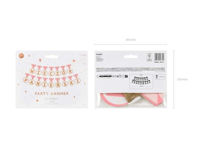 PartyDeco, baner, Wieczór Panieński, pierścionki, 2,5m