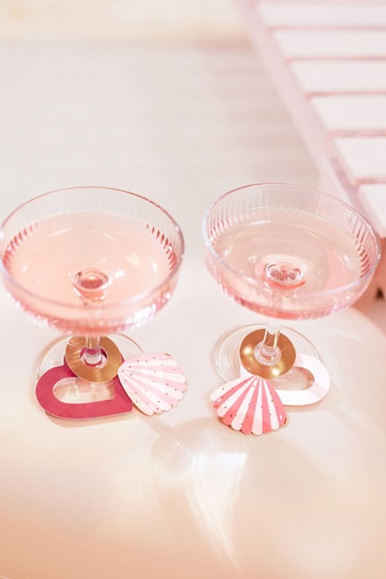 PartyDeco, Bride, znaczniki na kieliszki, gorset i muszelka, 8-5 cm, 10 szt.