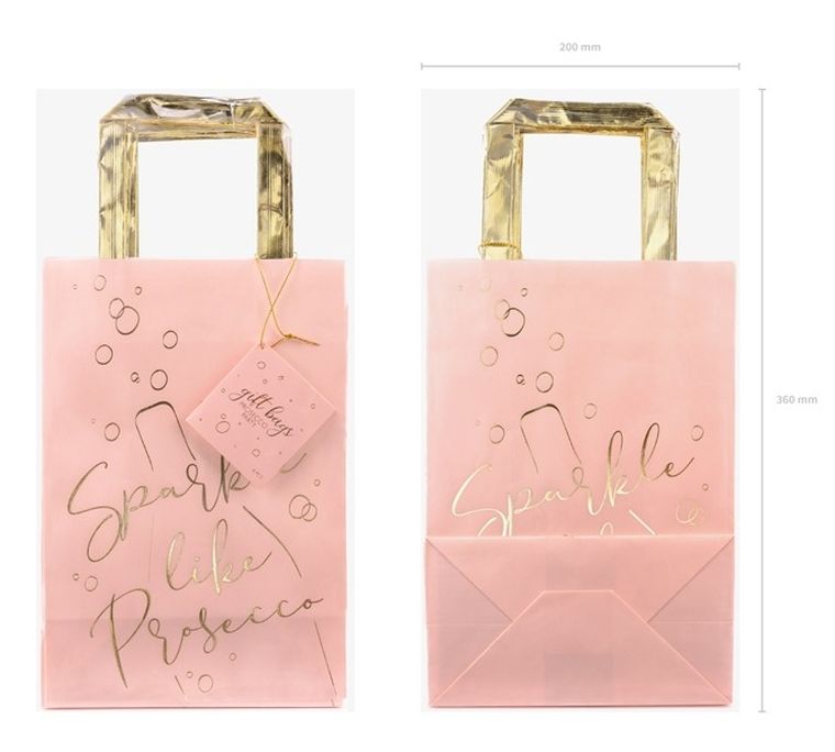 PartyDeco, Bubbly Bar Party, torebki na prezenty urodzinowe, prosecco, 6 szt.