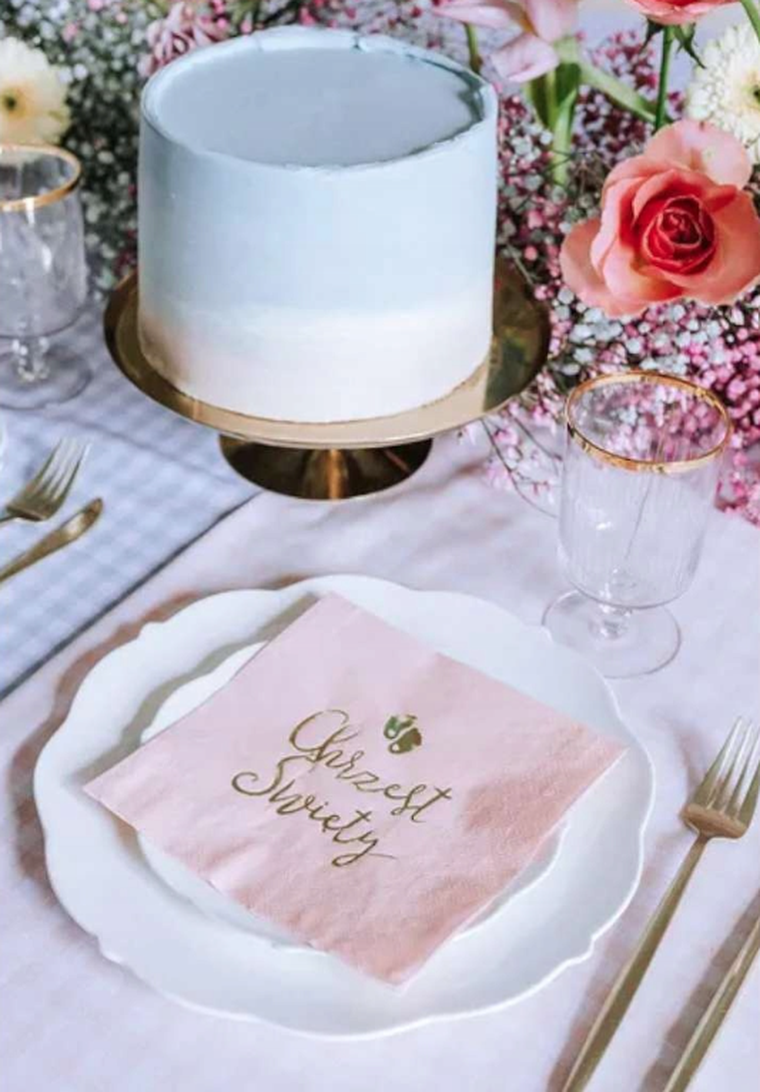 PartyDeco, Chrzest Święty, serwetki, jasny różowy, 33-33 cm, 12 szt.