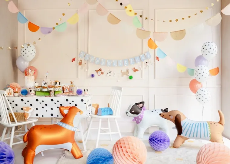 PartyDeco, dekoracje papierowe, honeycomb pieski, 4 szt.