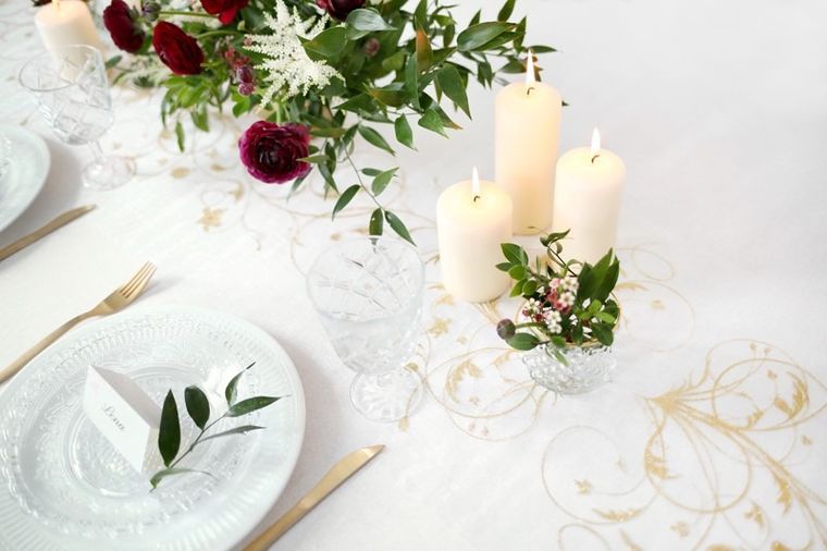 PartyDeco, dekoracyjna organza z nadrukiem, kremowa, 0,36-9 m