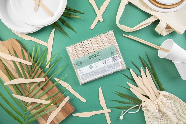 PartyDeco, drewniane noże, 16.5 cm, 100 szt.