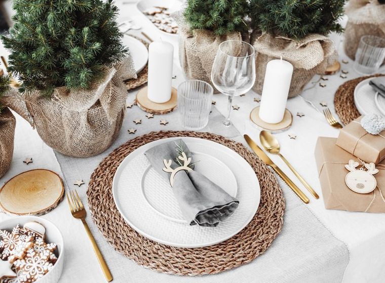 PartyDeco, drewniane obrączki na serwetki, renifery, naturalne drewno, 6 szt.