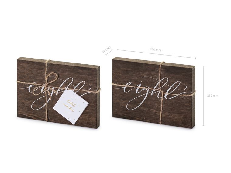 PartyDeco, drewniany numer na stół "Eight", 2-18-12.5 cm, 1 szt.