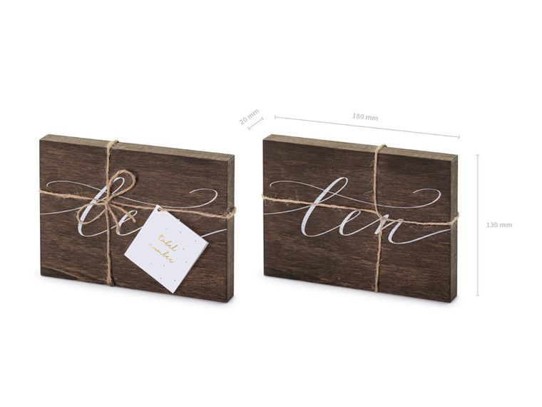 PartyDeco, drewniany numer na stół "Ten", 2-18-12.5 cm, 1 szt.