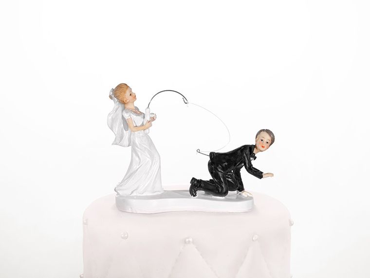 PartyDeco, figurka na tort weselny, para młoda z wędką, 13 cm