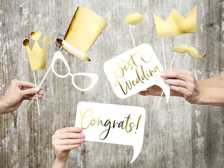 PartyDeco, gadżety do zdjęć na ślub, mix, 10 szt.