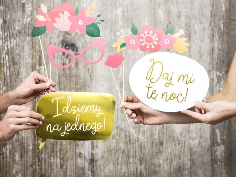 PartyDeco, gadżety do zdjęć na ślub, mix, 12 szt.