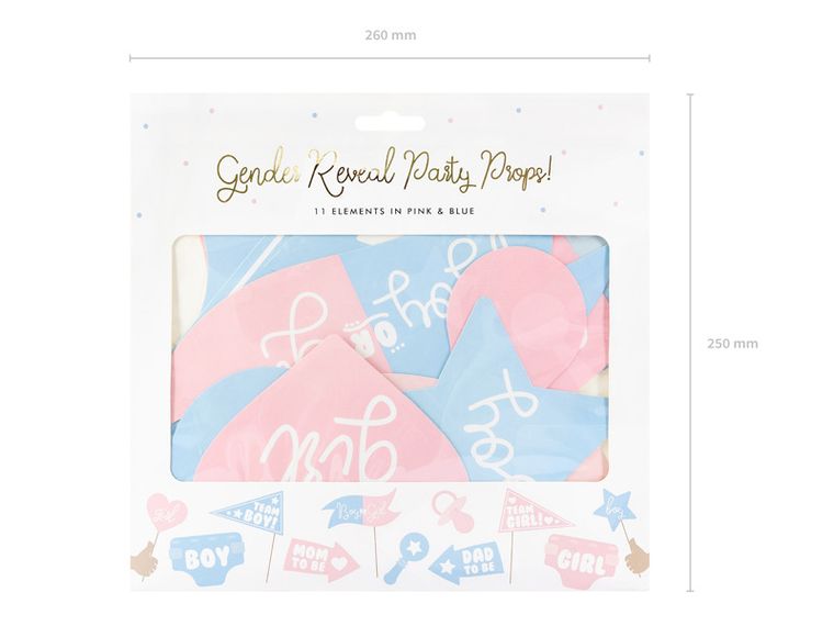 PartyDeco, Gender Reveal Party, gadżety do zdjęć, 11 szt.