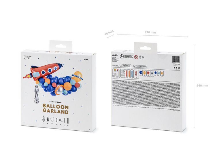PartyDeco, girlanda balonowa, Rakieta, mix, 154-130 cm, 1 szt.