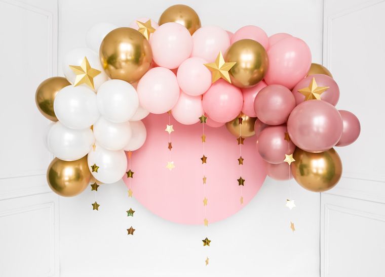 PartyDeco, girlanda balonowa, różowa, 200 cm, 60 szt.