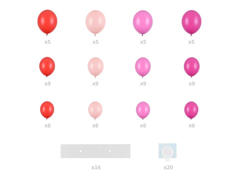 PartyDeco, girlanda balonowa ze stelażem Serce, różowy, 160 cm, 1 szt.