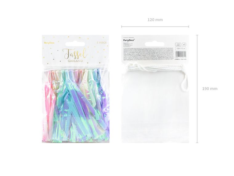 PartyDeco, girlanda frędzle, mix, 1, 2 m
