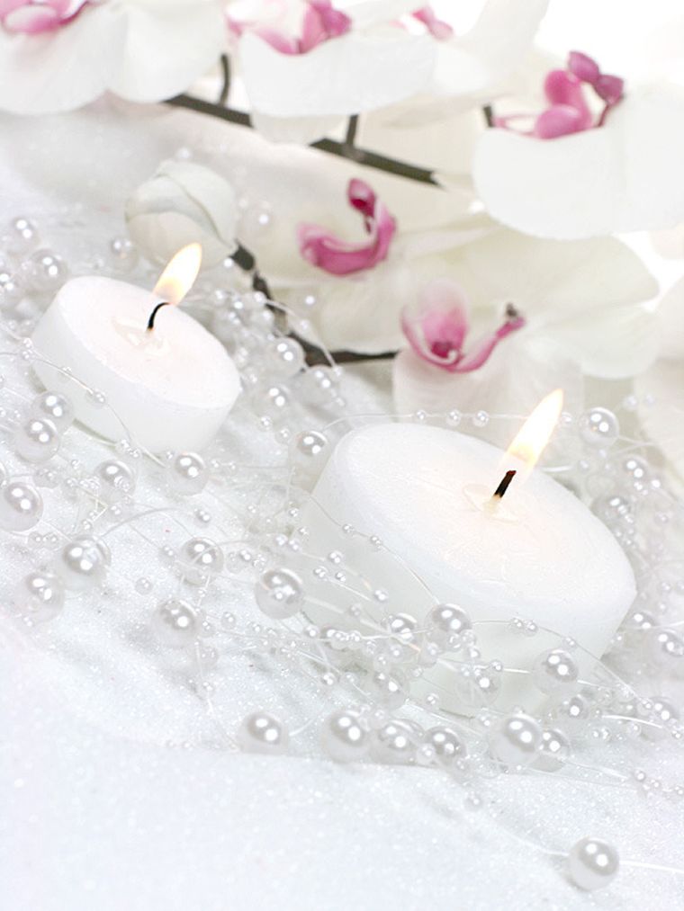 PartyDeco, girlandy perłowe do dekoracji weselnych, perłowy, 1, 3m, 5 szt.