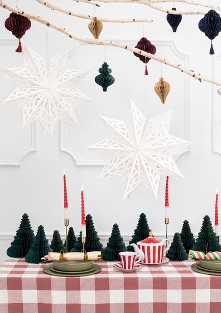 PartyDeco, gwiazda papierowa, biały, 50 cm