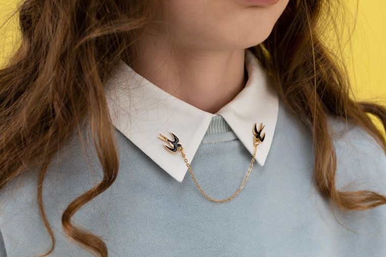 PartyDeco, jaskółka, przypinka na kołnierzyk