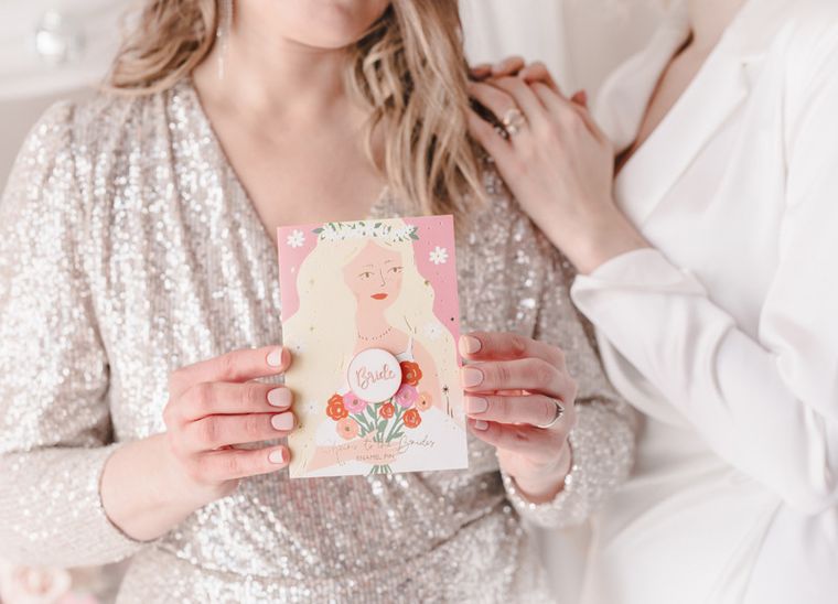 PartyDeco, kartka z pinem Bride, 10.5-15 cm, 1 szt.