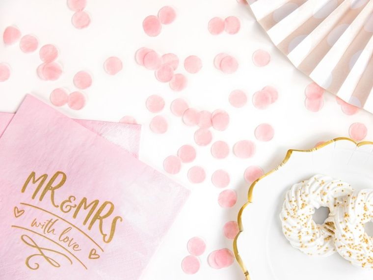 PartyDeco, konfetti Kółka, jasny różowy, 15g