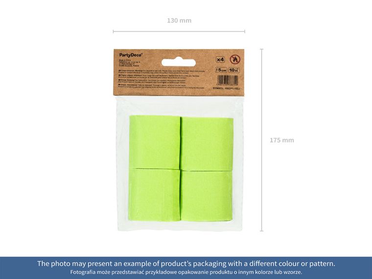 PartyDeco, krepa dekoracyjna, 5 cm, 10 m, srebrna, 4 szt.