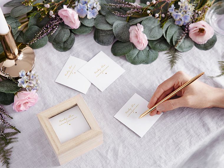 PartyDeco, Księga gości, pudełko na porady, polska wersja językowa, 9,5-9,5-6 cm