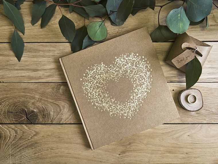 PartyDeco, księga gości weselnych, 20,5-20,5 cm, kraft, 22 kartki