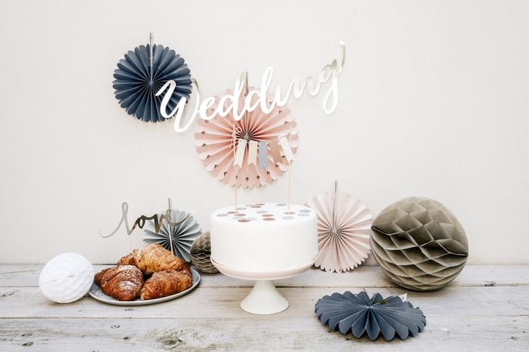 PartyDeco, kula bibułowa, biały, 20 cm