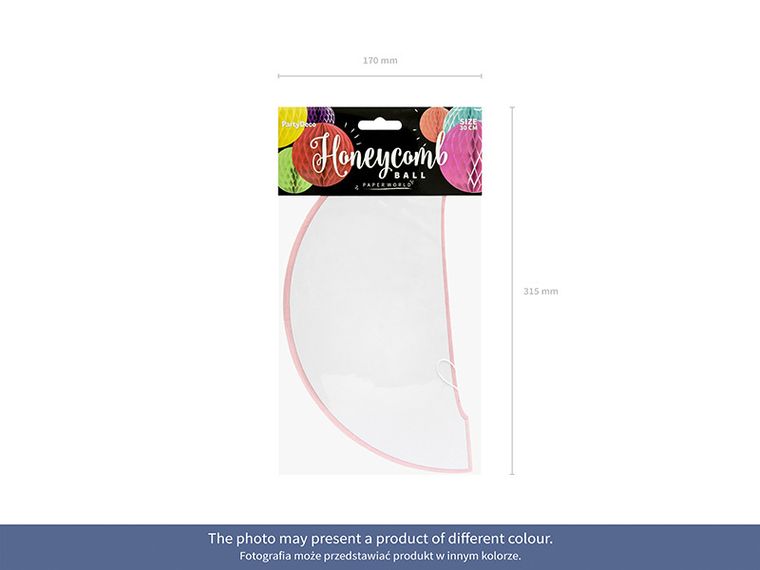 PartyDeco, kula bibułowa, żółty, 30 cm