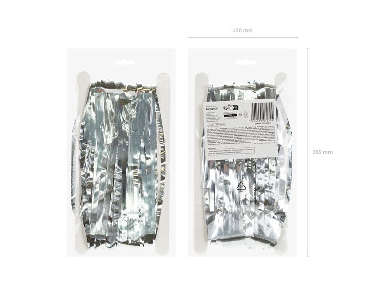 PartyDeco, kurtyna party, srebrna, 100-200 cm