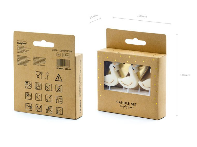 PartyDeco, Łabędź Party, świeczki urodzinowe na tort, piękny łabędź-baletnica, mix, 3,5-4 cm
