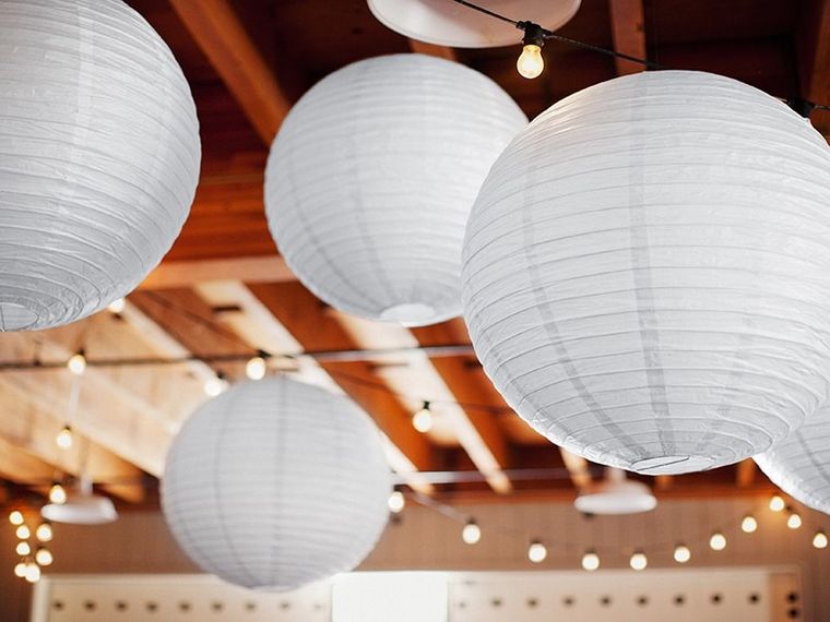 PartyDeco, lampion papierowy, biały, 25 cm