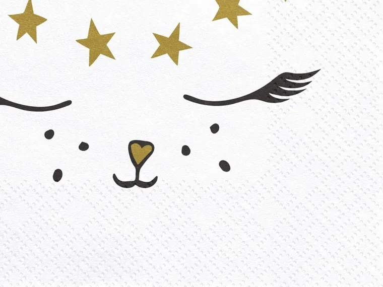 PartyDeco, Meow Party, serwetki papierowe urodzinowe kotek, białe, 33 cm, 20 szt.