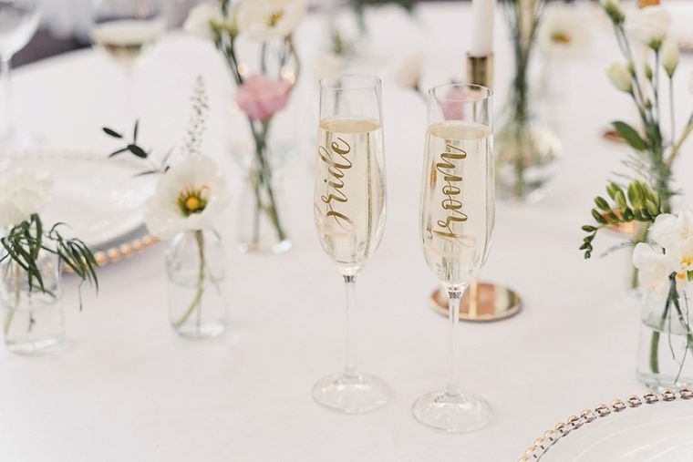 PartyDeco, naklejki na kieliszki, bride & groom, złoty, 2 szt.