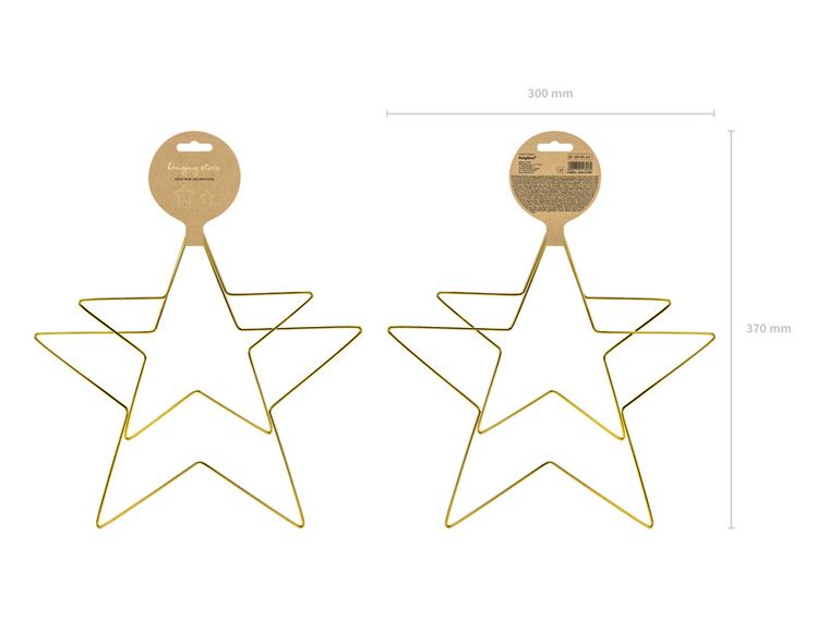 PartyDeco, Naturalne Święta, metalowe zawieszki dekoracyjne, gwiazdy, 2 szt.