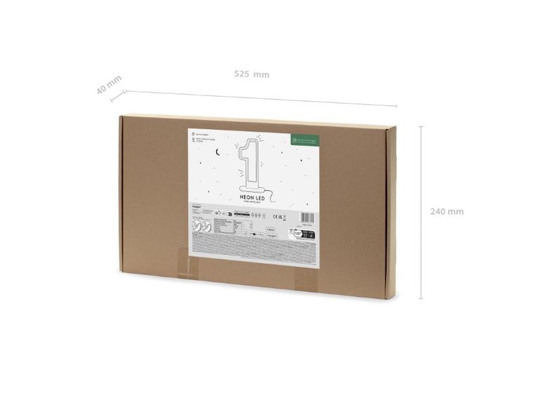 PartyDeco, neon LED, cyfra 1, biały, 50 cm