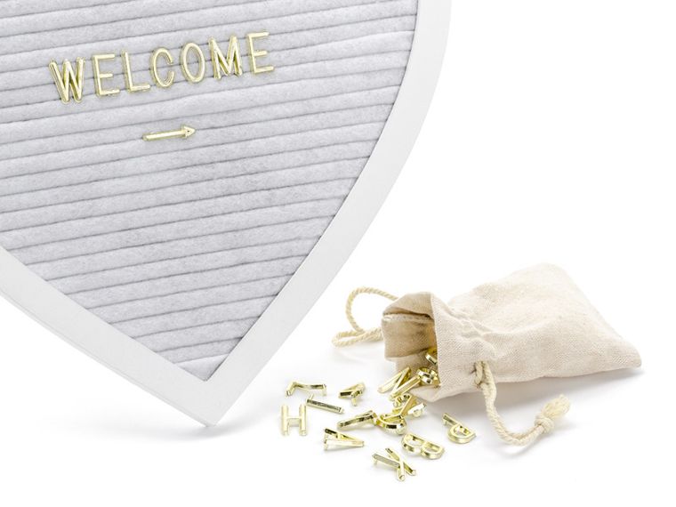 PartyDeco, nowoczesna dekoracyjna drewniana tablica z literami Serce, biały, 31-29 cm