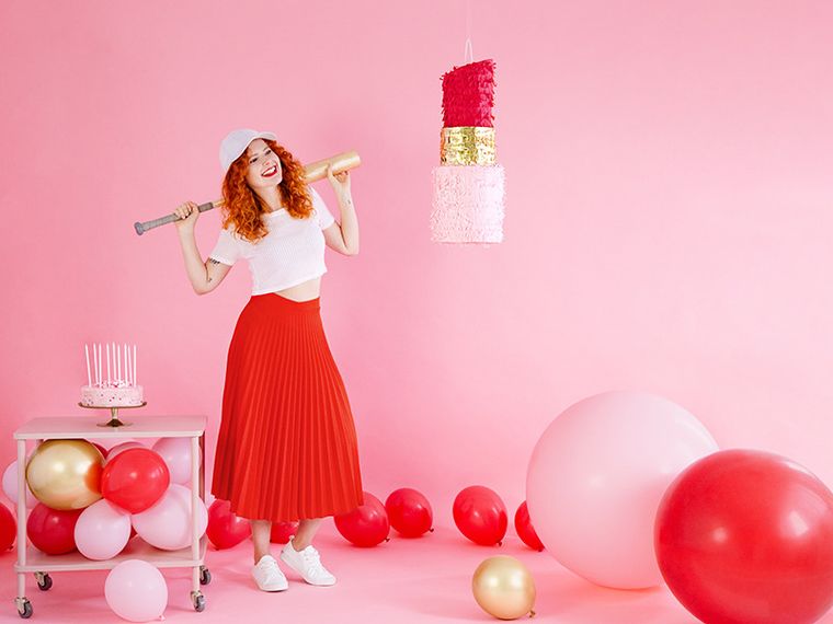 PartyDeco, olbrzymi okrągły balon, pastel, pale pink, 1 m