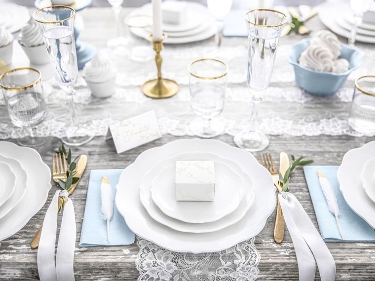 PartyDeco, ozdobne pudełeczka, gałązki, biały, 6-3,5-5,5 cm, 10 szt.