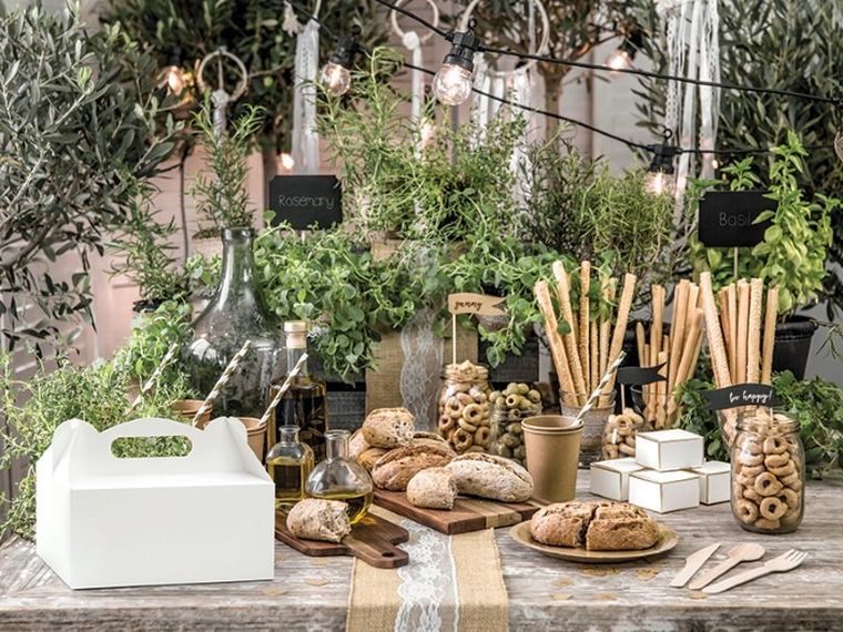 PartyDeco, ozdobne pudełka na ciasto, biały, 19-14-9 cm