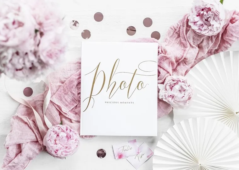 PartyDeco, pamiątkowy album na zdjęcia, Precious Moments, biały, 22 kartki