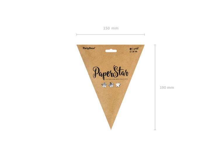 PartyDeco, papierowa gwiazda 3D na Boże Narodzenie, srebrna, 30 cm