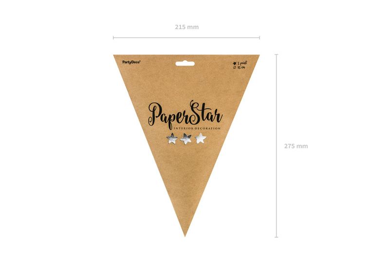 PartyDeco, papierowa gwiazda 3D na Boże Narodzenie, srebrna, 45 cm